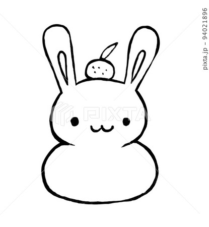 うさぎの鏡餅手描きイラスト 94021896