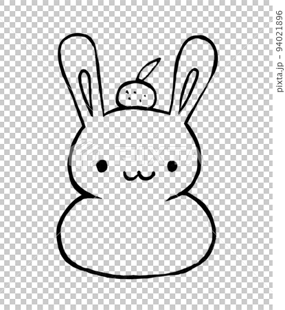 うさぎの鏡餅手描きイラスト 94021896