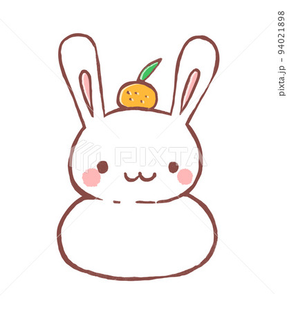 うさぎの鏡餅手描きイラスト 94021898
