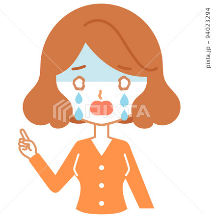 指差しする女性キャラクターの上半身-大泣き 94023294