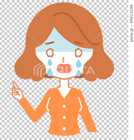 指差しする女性キャラクターの上半身-大泣き 94023294