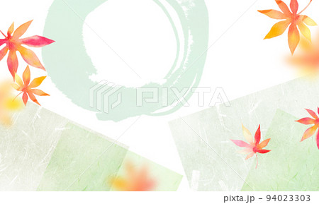 紅葉と抹茶　背景素材　水彩 94023303