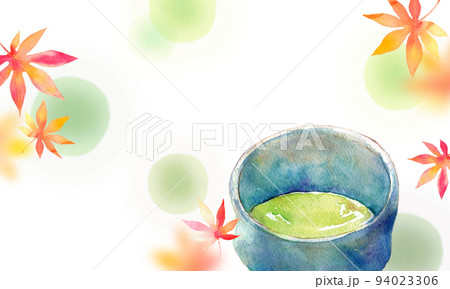 紅葉と抹茶 背景素材 水彩 紅葉と抹茶 背景素材 水彩 94023306