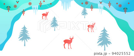 鹿と木の実、雪景色の背景のイラスト素材 [94025552] - PIXTA