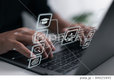 Education on internet, Webinar online, e-learning concept Education on internet, Webinar online, e-learning concept 94025945