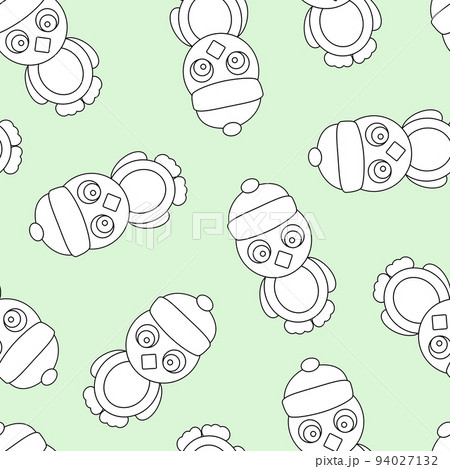 Seamless Pattern with Penguin on Green Background. Seamless Pattern with Penguin on Green Background. 94027132