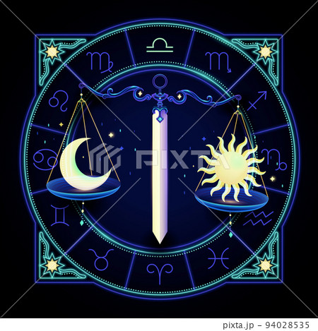 Neon zodiac sign of Libra 94028535