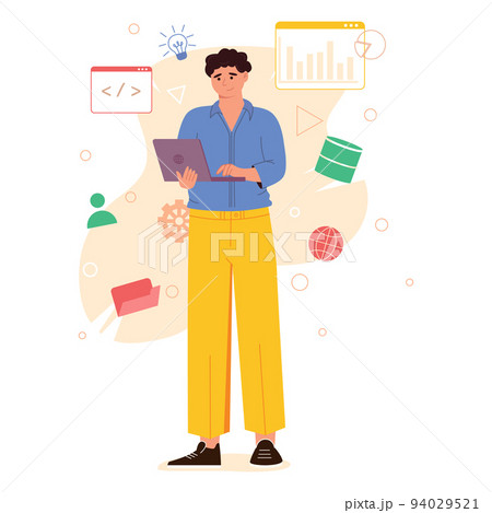 Content management system concept design or CMS concept design. Software development. Website architecture. Flat vector illustration 94029521