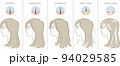 女性の髪の悩み　若い女性の横顔と髪の断面アイコン 94029585