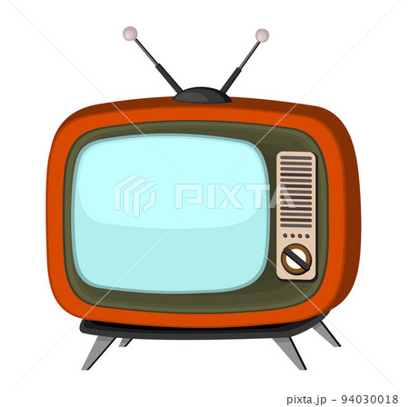 Vector illustration of retro television with red corpus isolated on white background. 94030018