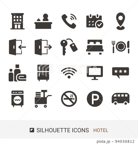 ECサイトアイコン　ホテルサービス　シルエットアイコン 94030812