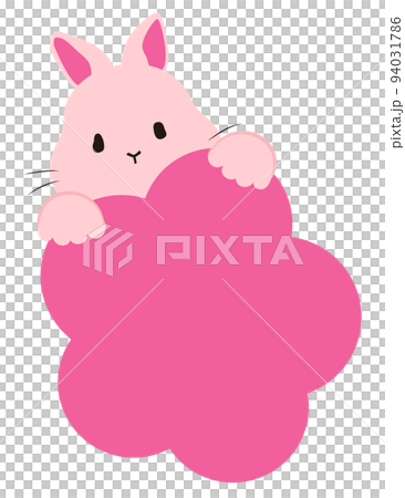 賀年片素材 兔子抱梅花標籤 無文字 賀年片素材 兔子抱梅花標籤 無文字 94031786