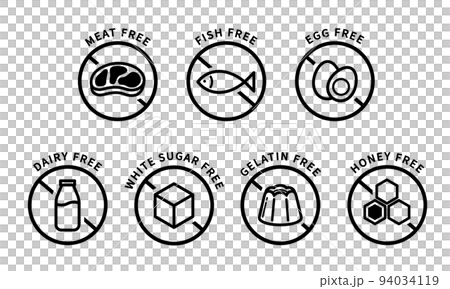 Vegan food label icon set Vegan food label icon set 94034119