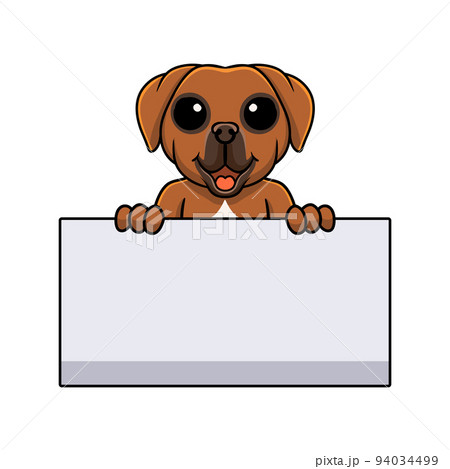 Cute tosa inu cartoon holding blank sign Cute tosa inu cartoon holding blank sign 94034499