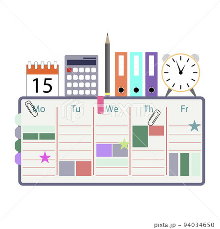 Management and organization concept, timetable for work week and business icons 94034650