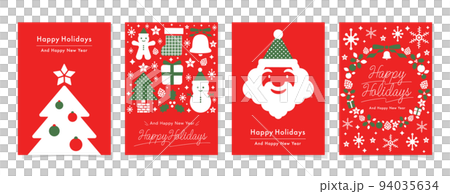 簡單可愛的設計聖誕假期卡片套裝_聖誕節顏色紅色 94035634
