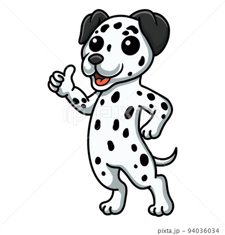 Cute dalmatian dog cartoon giving thumb up	 94036034