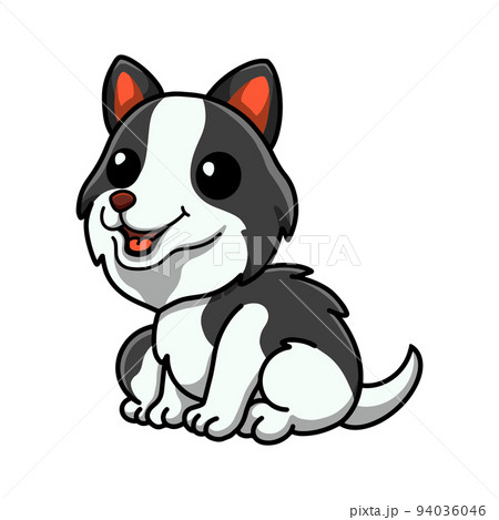 Cute border collie dog cartoon sitting Cute border collie dog cartoon sitting 94036046