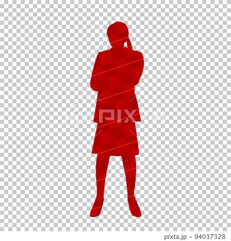Silhouette illustration of an angry business woman check pattern 94037328