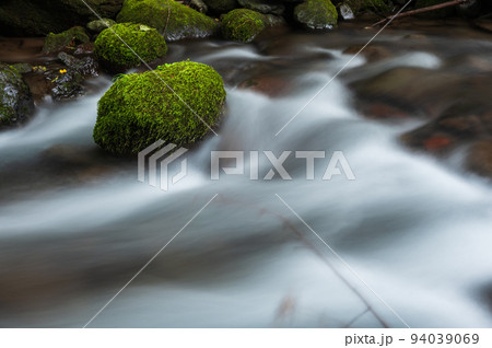 川俣川の水流 苔が生える岩 川俣川の水流 苔が生える岩 94039069