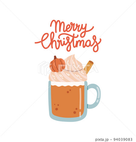Merry Christmas warm drink cozy winter vector 94039083