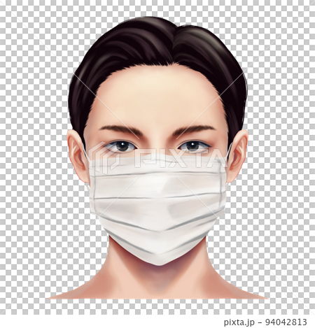 一個戴著面具的男人的正面插圖光柵材料 94042813