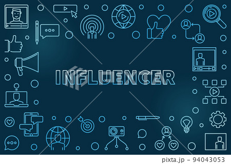 Influencer vector concept blue outline illustration or frame Influencer vector concept blue outline illustration or frame 94043053