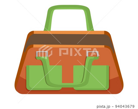 Orange and green empty open sport bag isolated on white background 94043679