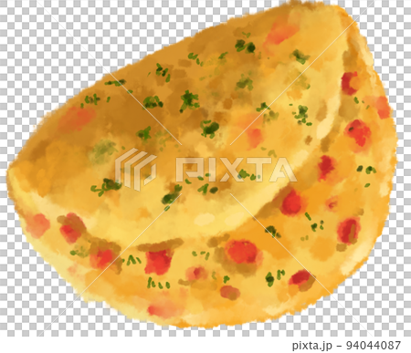 Egg omlette breakfast fried egg with carrot spinash mushroom topping watercolor hand painting illustration Egg omlette breakfast fried egg with carrot spinash mushroom topping watercolor hand painting illustration 94044087