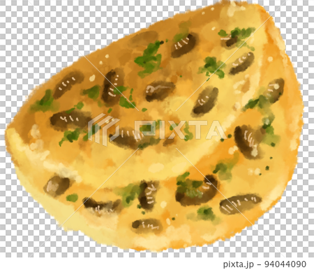 Egg omlette breakfast fried egg with carrot spinash mushroom topping watercolor hand painting illustration Egg omlette breakfast fried egg with carrot spinash mushroom topping watercolor hand painting illustration 94044090