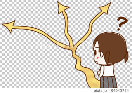 （上身斜後方）一個在岔路口開始迷路的女學生 94045724