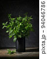 Fresh Green Mint in Black Tin Can 94046786