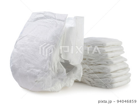 Baby diapers close-up on a white background. 94046859