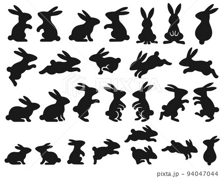 ウサギのシルエットイラストセット ウサギのシルエットイラストセット 94047044