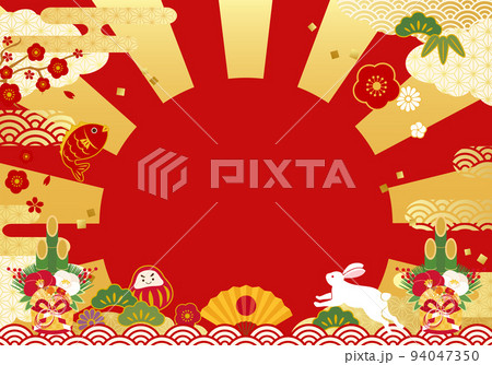 2023年のお正月の初日の出と縁起物のベクターイラスト背景(セール、初売り、バナー,ポスター) 2023年のお正月の初日の出と縁起物のベクターイラスト背景(セール、初売り、バナー,ポスター) 94047350