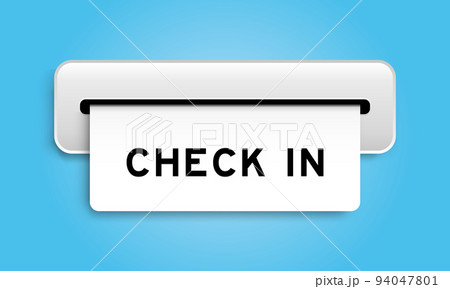 White coupon banner with word check in from machine on blue color background White coupon banner with word check in from machine on blue color background 94047801