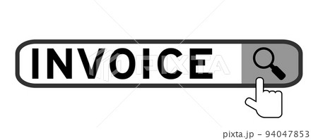 Search banner in word invoice with hand over magnifier icon on white background 94047853