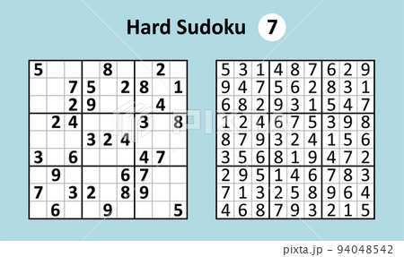 Sudoku game with answers. Easy complexity. Simple vector Sudoku game with answers. Easy complexity. Simple vector 94048542
