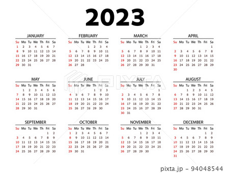 Horizontal pocket calendar on 2023 year. on white background. 94048544
