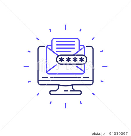 mail access with password line icon mail access with password line icon 94050097