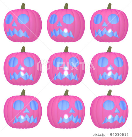 ハロウィンのイラスト素材 カボチャのお化け（D） ピンク 発光 九点セットカット集のイラスト素材 [94050612] - PIXTA