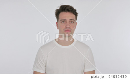 Sad Young Man on White Background Sad Young Man on White Background 94052439