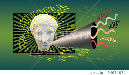 Contemporary art design.Concept of creativity, mass media influence, information, news. Contemporary art design.Concept of creativity, mass media influence, information, news. 94054074