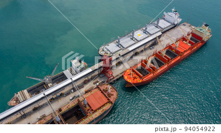 Aerial top view large general cargo ship bulk carrier. Aerial top view large general cargo ship bulk carrier. 94054922