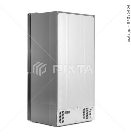 Modern stainless steel refrigerator isolated on white Modern stainless steel refrigerator isolated on white 94055404