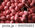 beauty background a bunch of pink gentle makeup sponges and a mirror dark key 94056863