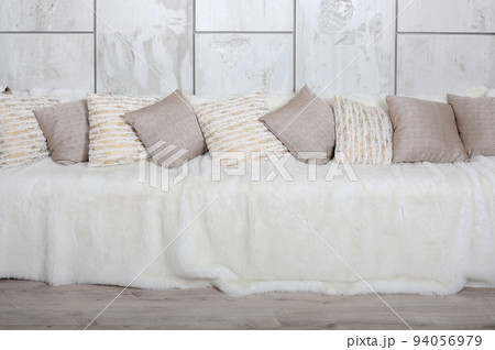 Close Shot Pillows Lying Comfy Couch Stock Photo by ©AntonMatyukha