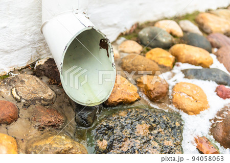 Storm water drain. Gutter from the roof. 94058063