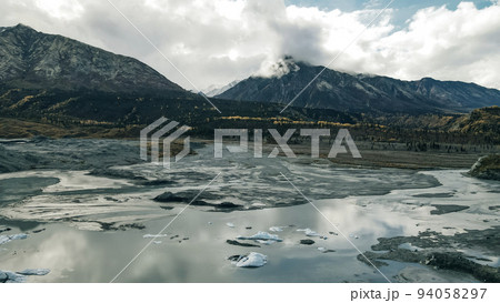Aerial view of Matanuska Glacier State Recreation Area in Alaska 94058297