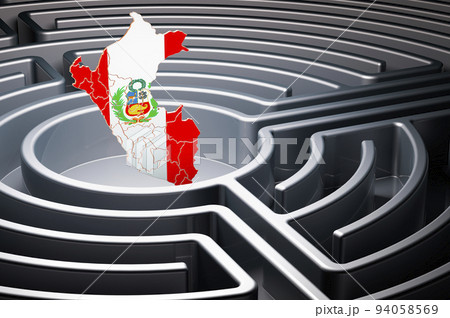 Peruvian map inside labyrinth, 3D rendering 94058569